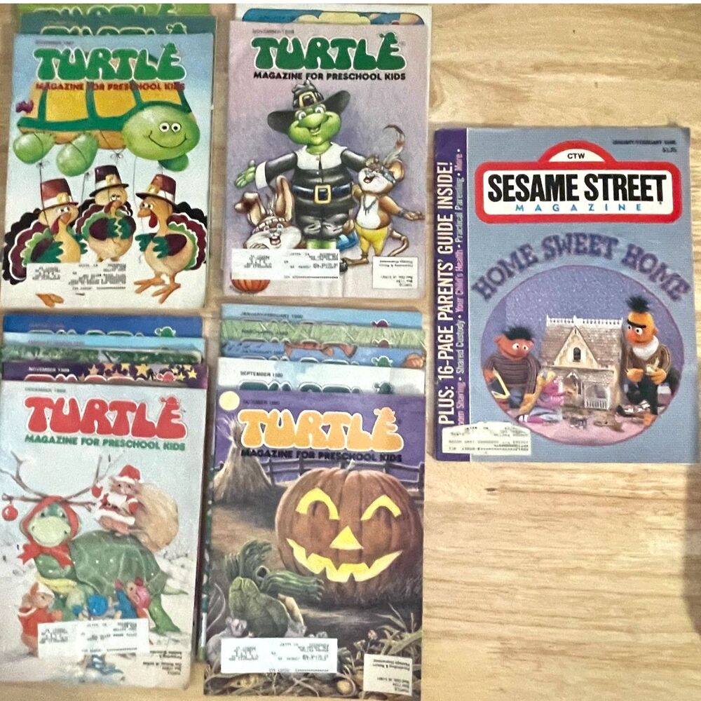 Vintage 1987-1990 Turtle Magazine Lot of 16 + Sesame Street Preschool